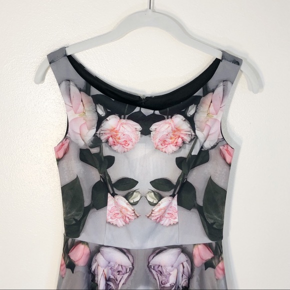 ASOS skater dress gray floral NWT size 2 - Picture 3 of 9